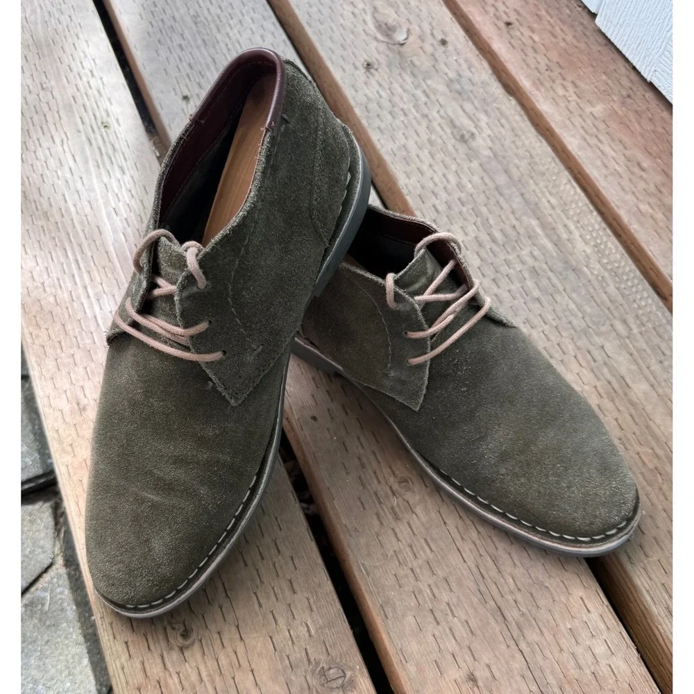 Kenneth Cole Reaction Chukka Boots Mens 9M Olive Green Suede Desert Sun